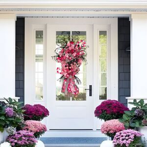Pink Halloween Swag Wreath For Front Door, With BOO Sign